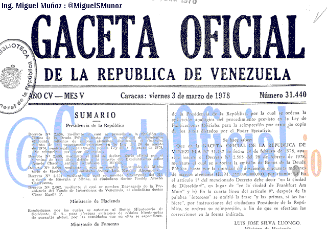 Gaceta Oficial 31440 del 3 Marzo 1978