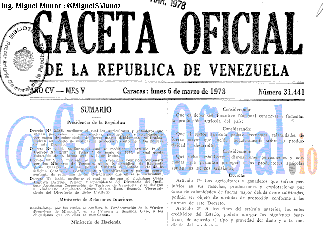 Gaceta Oficial 31441 del 6 Marzo 1978