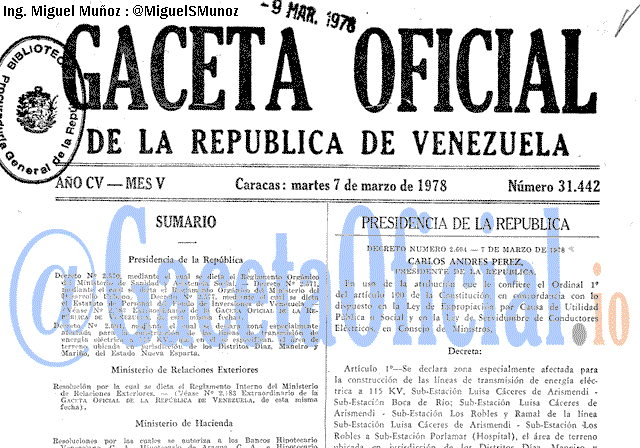 Gaceta Oficial 31442 del 7 Marzo 1978