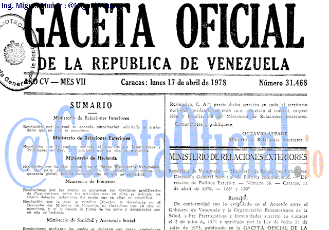 Gaceta Oficial 31468 del 17 Abril 1978
