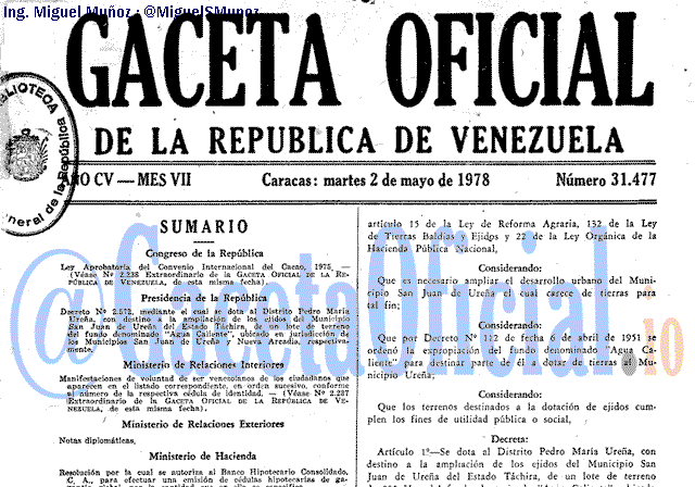 Gaceta Oficial 31477 del 2 Mayo 1978
