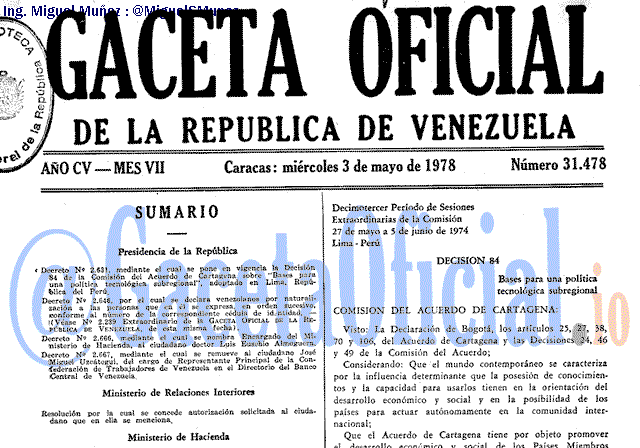 Gaceta Oficial 31478 del 3 Mayo 1978