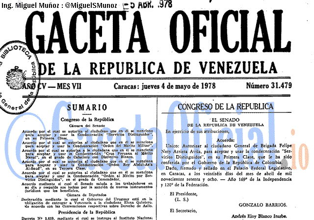 Gaceta Oficial 31479 del 4 Mayo 1978