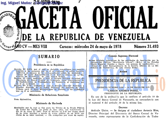 Gaceta Oficial 31493 del 24 Mayo 1978