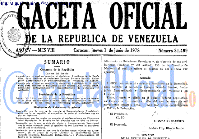 Gaceta Oficial 31499 del 1 Junio 1978