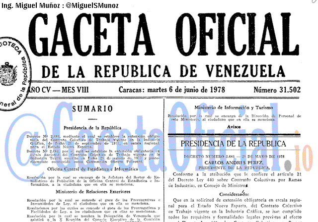 Gaceta Oficial 31502 del 6 Junio 1978