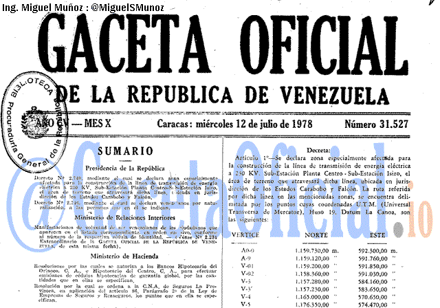 Gaceta Oficial 31527 del 12 Julio 1978