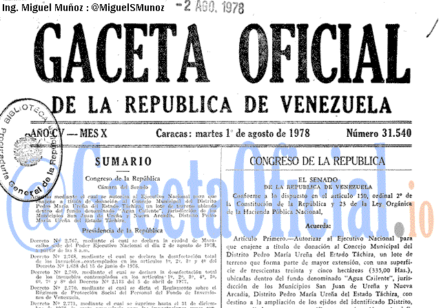 Gaceta Oficial 31540 del 1 Agosto 1978