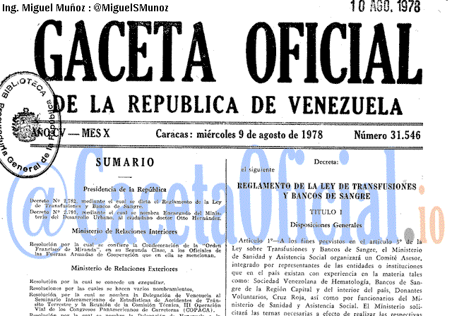 Gaceta Oficial 31546 del 9 Agosto 1978