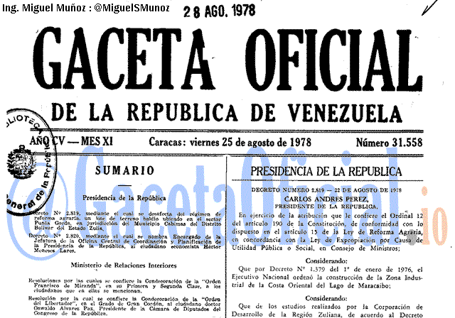 Gaceta Oficial 31558 del 25 Agosto 1978