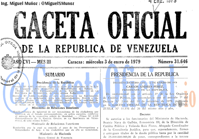 Gaceta Oficial 31646 del 3 Enero 1979