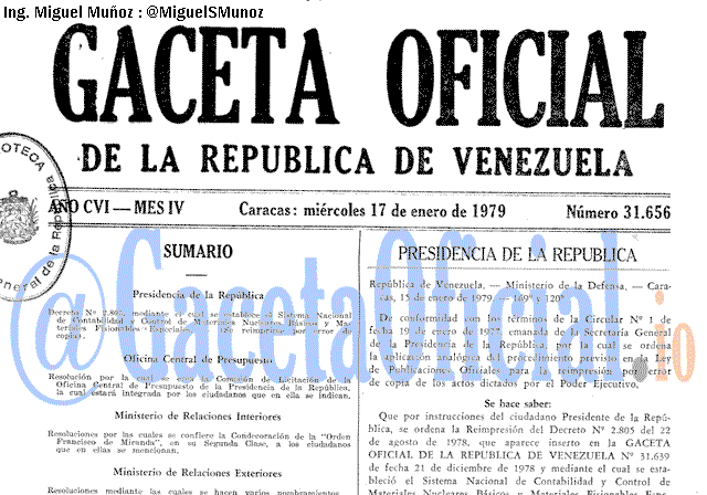 Gaceta Oficial 31656 del 17 Enero 1979