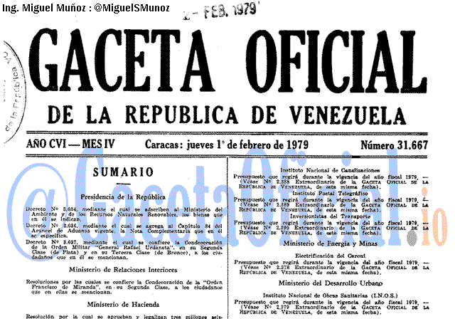 Gaceta Oficial 31667 del 1 Febrero 1979