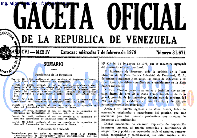 Gaceta Oficial 31671 del 7 Febrero 1979