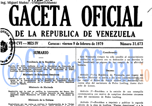 Gaceta Oficial 31673 del 9 Febrero 1979