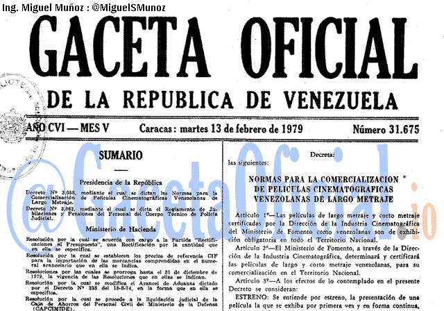 Gaceta Oficial 31675 del 13 Febrero 1979
