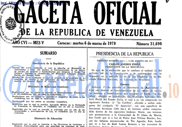 Gaceta Oficial 31690 del 6 Marzo 1979