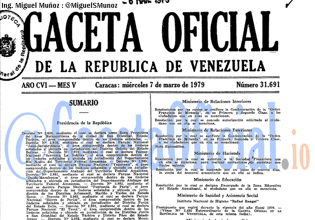 Gaceta Oficial 31691 del 7 Marzo 1979