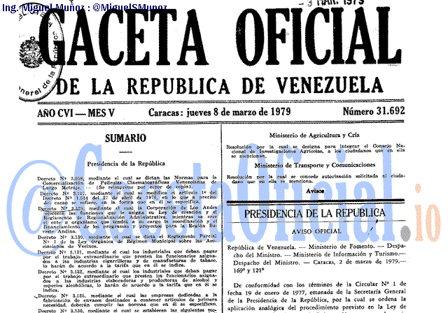 Gaceta Oficial 31692 del 8 Marzo 1979