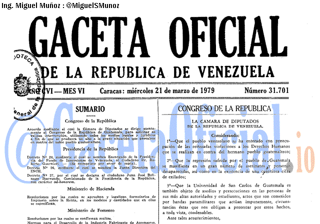 Gaceta Oficial 31701 del 21 Marzo 1979