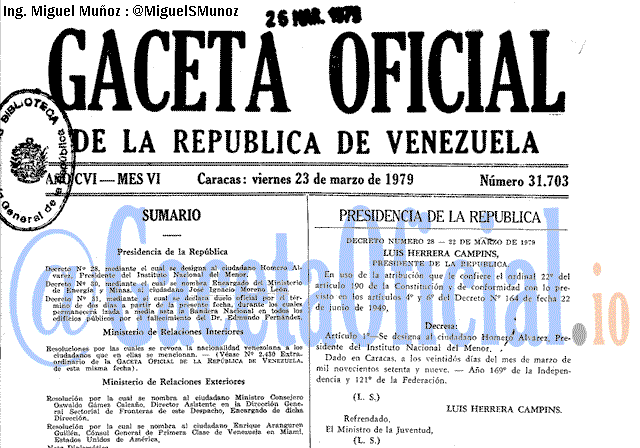 Gaceta Oficial 31703 del 23 Marzo 1979