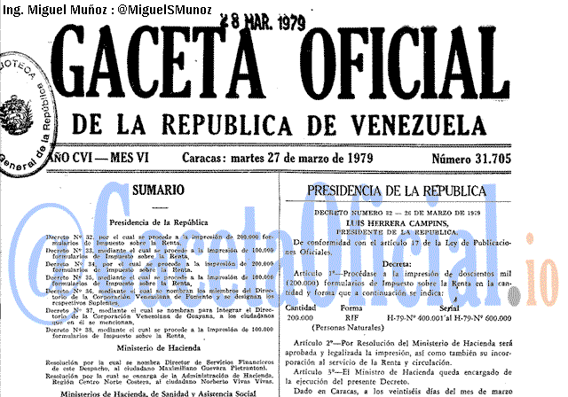 Gaceta Oficial 31705 del 27 Marzo 1979