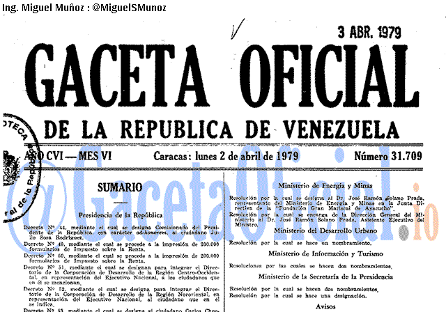Gaceta Oficial 31709 del 2 Abril 1979