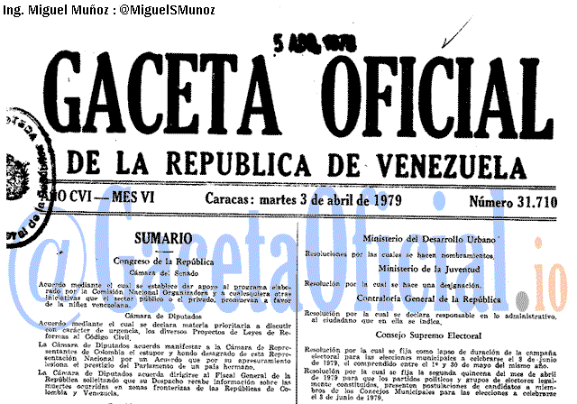 Gaceta Oficial 31710 del 3 Abril 1979