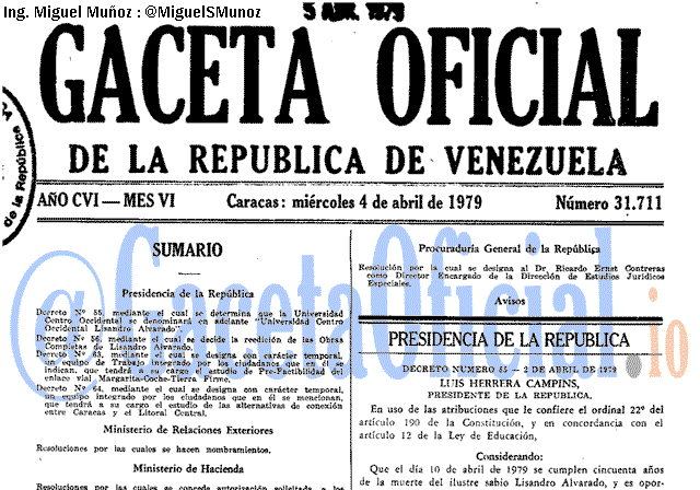 Gaceta Oficial 31711 del 4 Abril 1979