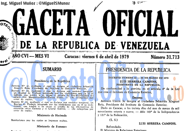 Gaceta Oficial 31713 del 6 Abril 1979