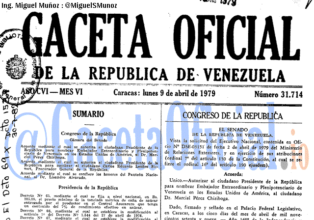 Gaceta Oficial 31714 del 9 Abril 1979