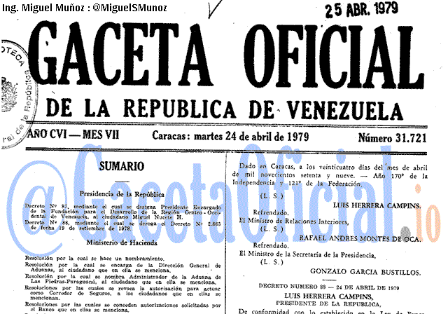 Gaceta Oficial 31721 del 24 Abril 1979