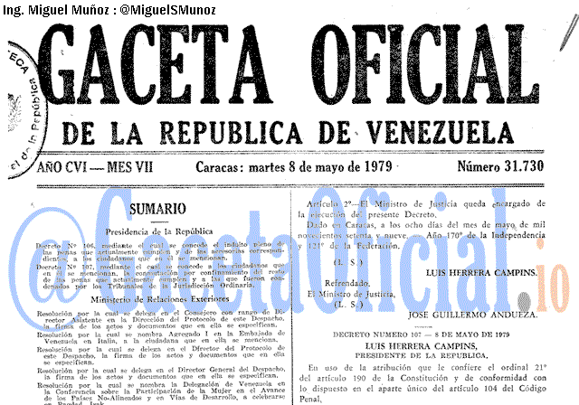 Gaceta Oficial 31730 del 8 Mayo 1979
