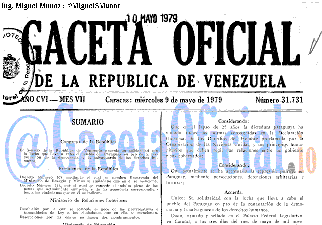 Gaceta Oficial 31731 del 9 Mayo 1979