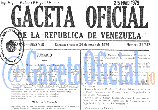 Gaceta Oficial 31742 del 24 Mayo 1979