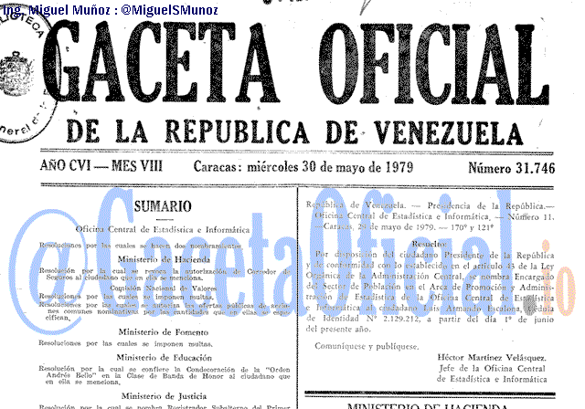 Gaceta Oficial 31746 del 30 Mayo 1979