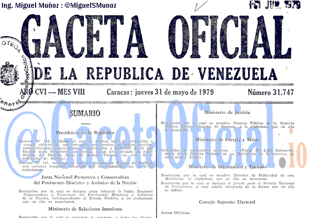 Gaceta Oficial 31747 del 31 Mayo 1979