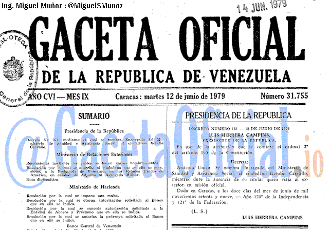 Gaceta Oficial 31755 del 12 Junio 1979