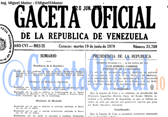 Gaceta Oficial 31760 del 19 Junio 1979