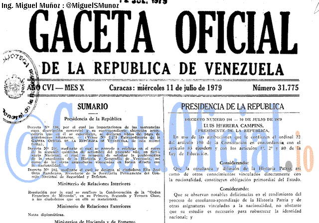 Gaceta Oficial 31775 del 11 Julio 1979
