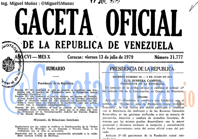 Gaceta Oficial 31777 del 13 Julio 1979
