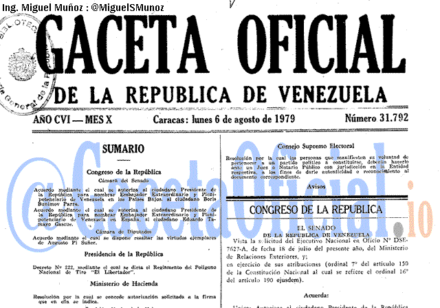 Gaceta Oficial 31792 del 6 Agosto 1979