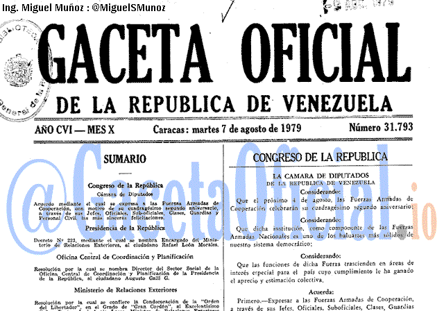 Gaceta Oficial 31793 del 7 Agosto 1979