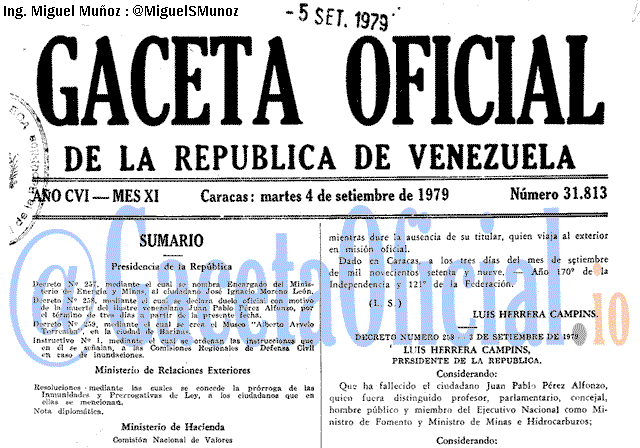 Gaceta Oficial 31813 del 4 Septiembre 1979