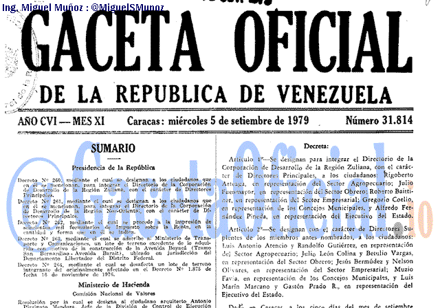 Gaceta Oficial 31814 del 5 Septiembre 1979