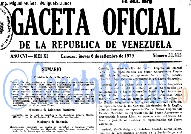 Gaceta Oficial 31815 del 6 Septiembre 1979