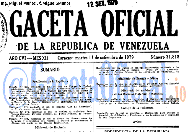 Gaceta Oficial 31818 del 11 Septiembre 1979