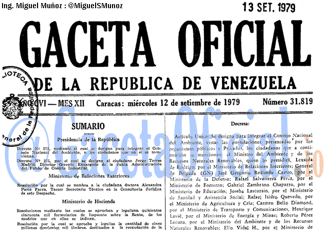 Gaceta Oficial 31819 del 12 Septiembre 1979