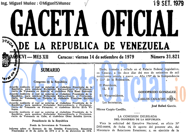 Gaceta Oficial 31821 del 14 Septiembre 1979
