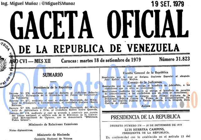Gaceta Oficial 31823 del 18 Septiembre 1979